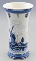 Delft kézzel festett porcelán váza, jelzés nélkül, hibátlan, m: 21 cm