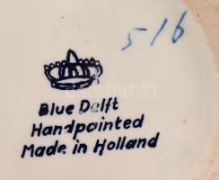 Delft kézzel festett porcelán váza, jelzés nélkül, hibátlan, m: 21 cm