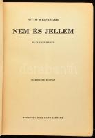 Otto Weininger: Nem és jellem. Elvi tanulmány. Fordította Gábor Andor. Bp.,é.n, Dick Manó. Kiadói ar...