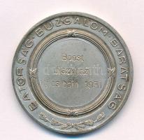 ~1931. "Magyar Testgyakorlók Köre - MTK / Bátorság, Buzgalom, Barátság" ezüstözött bronz d...