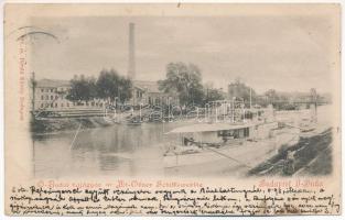 1899 (Vorläufer) SMS Szamos monitor Budapesten az óbudai hajógyárban. Dunai Flottilla. Divald Károly 133. / K.u.K. Kriegsmarine Donauflottille / Hungarian Danube Fleet river guard ship in the ship factory in Óbuda (fl)