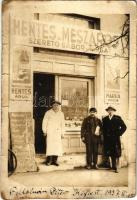 Budapest XIX. Kispest, Szerető Gábor és társa hentes és mészáros üzlet. Zrínyi utca 195. photo (fa)