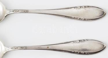 Ezüst (Ag) desszertes készlet, 6 villa, 6 kanál, jelzett 514 g