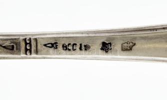 Ezüst (Ag) desszertes készlet, 6 villa, 6 kanál, jelzett 514 g