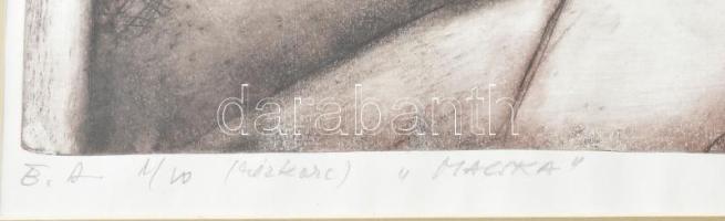 Macska, 2001. Rézkarc, papír, jelezve jobbra lent, művészpéldány E.A. 1/20 számozással, üvegezett fa...