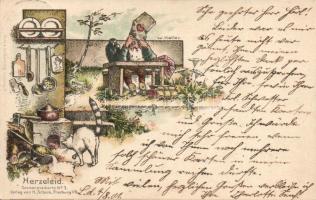 Heart-song Gnome-postcard s: Haller Litho