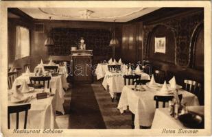 1930 Wien, Vienna, Bécs; Restaurant Schöner, Rotes Zimmer / étterem belső. Rápolthy Lajos szobrász és éremművésznek küldött levél / restaurant, interior (gyűrődések / creases)