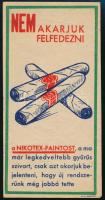 cca 1930-1940 Nikotex-Faintos szivar számolócédula