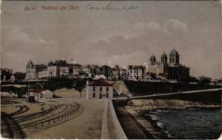 1908 Constanta, Vederea din port / general view from the port, railway, Romanian Orthodox Church. T. G. Dabo