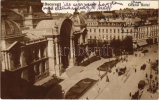 1928 Bucharest, Bukarest, Bucuresti, Bucuresci; Grand Hotel, café, automobiles, tram