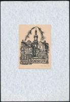 Sterbenz Károly (1901-1993): Sopron. Fametszet, papír, jelzett, paszpartuban, 10,5×8 cm