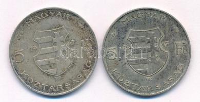1947. 5Ft Ag "Kossuth" (2x) T:XF,VF patina, karc
Adamo F8.1