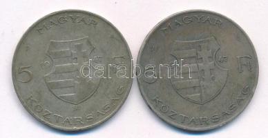 1947. 5Ft Ag "Kossuth" (2x) T:F patina, kis ph
Adamo F8.1