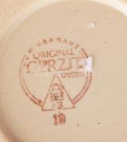 Gerzit német vadász korsó, róka alakos füllel, ón fedéllel, jelzett, minimális kopottsággal, m: 23 c...