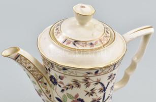 Zsolnay bambusz mintás hiányos mokkás készlet: kiöntő, tejkiöntő és 6 db csésze. Jelzett, kopással