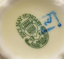 Zsolnay bambusz mintás hiányos mokkás készlet: kiöntő, tejkiöntő és 6 db csésze. Jelzett, kopással