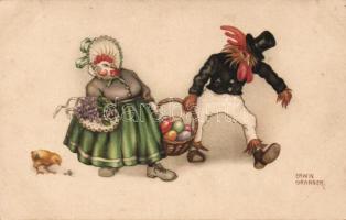 Easter chicken and rooster litho s: Erwin Granner