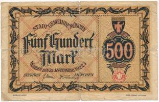 Németország / Weimari Köztársaság / Bajorország 1922. 500M T:VG,G Germany / Weimar Republic / Bavaria 1922. 500 Mark C:VG,G