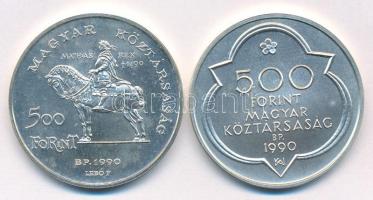 1990. 500Ft Ag "Mátyás király / Beatrix" + 500Ft Ag "Mátyás király - Buda" T:BU ...