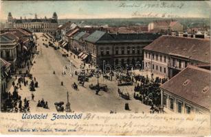 1903 Zombor, Sombor; Piac a Fő téren. Hecht Mór kiadása / market on the square (fl)