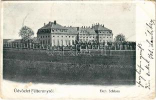 1901 Féltorony, Halbturn; Erzh. Schloss / Kastély / castle (gyűrődések / creases)