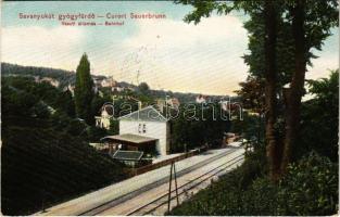 1907 Savanyúkút, Sauerbrunn; gyógyfürdő vasútállomása / Curort Bahnhof / spas railway station (EK)