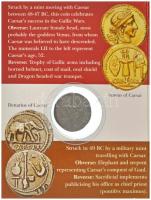 Római Birodalom DN Julius Caesar Denariusának fém replikája eredeti csomagolásban, leírással