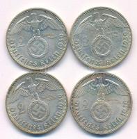Német Harmadik Birodalom 1939A 2M Ag "Hindenburg" (4x) T:AU,XF patina German Third Reich 1...