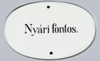 Zsolnay "Nyári fontos." feliratos porcelántábla, jelzett, kopással, 8x13 cm