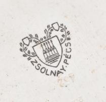 Zsolnay "Nyári fontos." feliratos porcelántábla, jelzett, kopással, 8x13 cm