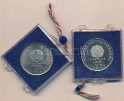 1980. 100Ft Ni "Szovjet-magyar közös űrrepülés" (2x) plombált "MNB" tokokban T:B...