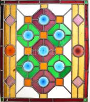 4 darabos ólomüveg szett: 2 darab 58x49 cm, 2 darab 55x24 cm. Kilazulás, átrepedés előfordul rajta, ...