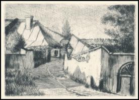 Jelzés nélkül: Tabán, Holdvilág utca. Rézkarc, papír, 12x16,5 cm