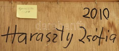 Haraszty Zsófia (1975-): Napsütötte. Akril, falemez, jelzett a hátoldalán. 106,5x33,5 cm. Fakeretben...