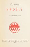 Kós Károly: Erdély. Kulturtörténeti vázlat. Kolozsvár, 1934, Erdélyi Szépmíves Céh. Kós Károly egészoldalas linómetszeteivel illusztrálva. Kiadói egészvászon-kötés, jó állapotban.