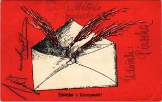 Üdvözlet a Krampusztól! Virgács borítékban. C.H.W. VIII/2. 2501-19. / Krampus greeting, birch in envelope (EK)