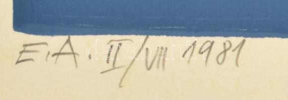 Benes József (1938-2017): Pántokba szorítva, 1982. Szitanyomat, papír, jelzett, művészpéldány E.A. I...