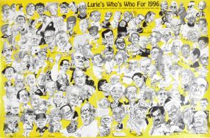 1995 Luries Whos Who for 1996, Ranan Lurie karikatúráival illusztrált plakát, 56x83 cm