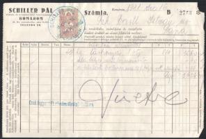1941 Komárom, Schiller Pál Fűszer- és Gyarmatárú Nagykereskedő fejléces számla