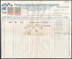 1925 Palma-Kaucsuk R.T. fejléces számla, m: 28x23cm