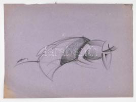 Galambos Margit (?-?), működött 1920-30 körül: Fekvő nő tanulmányrajz (kétoldalas mű). Ceruza, papír...