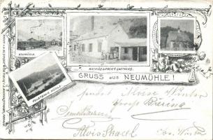 Neumühle with mill, forest hut and the guesthouse of Mathias Lerch litho (EB)