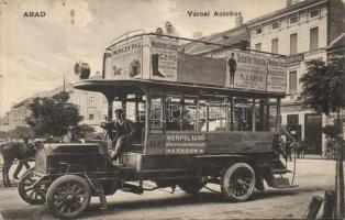 Arad local autobus with advertisements of Berczy, Weinberger, Schäffer, Kerpel and Fleischer