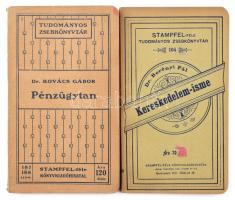 Dr. Berényi Pál: Kereskedelem-isme. + Dr. Kovács Gábor: Pénzügytan. (Államgazdaságtan). Stampfel-féle Tudományos Zsebkönyvtár 104. és 187-188. sz. Bp., 1902-1906, Stampfel, 70+(2) p., 112+VIII p. Kiadói papírkötés, az egyik füzet kis lapszéli ázásnyomokkal.