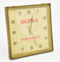 Dura Timisoara rézházas asztali óra. Kopással, működik, 12,5x12,5 cm