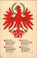 1909 Der rote Tiroler Adler! Fritz Gratl / Coat of arms of Tyrol, Austria. Embossed / Tirol címere a nagy vörös sas. Dombornyomott