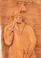 Cseri Antal (1918-2011): Öreg vándor. Faragott fa, jelzett, kopással, 62x32 cm