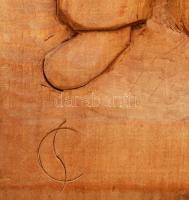 Cseri Antal (1918-2011): Öreg vándor. Faragott fa, jelzett, kopással, 62x32 cm