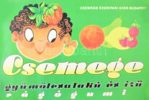 cca 1980 Csemege gyümölcsalakú és ízű rágógumi, Csemege Édesipari Gyár Budapest plakát, feltekerve, 60x40 cm