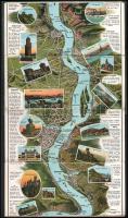 Der Rhein. Führer-Panorama von Mainz bis Köln. Mainz,én.,K. Sudar,(Köln, Heiss&C.), 170x24 cm. K...